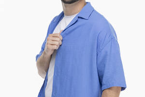 Рубашка однотонная мужская Breezy 23201147 L Синий (2000989739296)