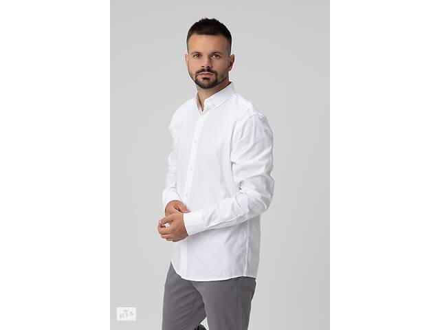 Рубашка однотонная мужская FIGO 18418 L Белый (2000989966791)