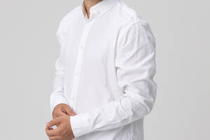 Рубашка однотонная мужская FIGO 18418 M Белый (2000989966784)