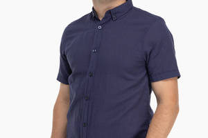 Рубашка однотонная мужская FIGO 7055-B 2XL Темно-синий (2000989736882)