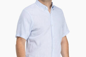 Рубашка однотонная мужская FIGO 7055-B L Голубой (2000904147908)