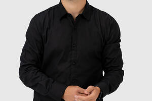 Рубашка однотонная мужская Jean Piere JP8804 2XL Черный (2000990021168)