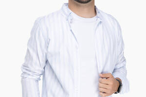 Рубашка с узором мужская FIGO 18407 L Бело-голубой (2000989736660)