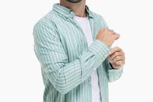 Рубашка с узором мужская FIGO 18412 M Зеленый (2000989736806)