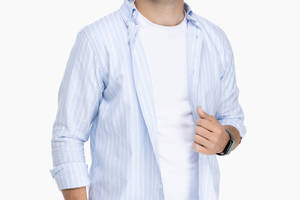 Рубашка с узором мужская FIGO 18412 S Голубой (2000989736691)