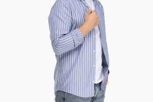 Рубашка с узором мужская FIGO 18412 S Синий (2000989736745)