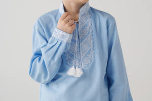 Рубашка с вышивкой для мальчика Козачок Михайлик 110 см Голубой (2000990304988)