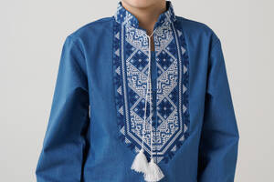 Рубашка с вышивкой для мальчика Козачок Микола 116 см Джинсовый (2000990148599)