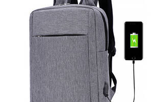 Рюкзак для ноутбука 14' Lesko Dark Gray с USB разъемом городской (11984-66657)