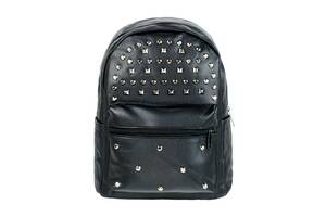 Рюкзак городской BackPack Заклепки Rivets Кожзам 30х23х12 см Чёрный (22470)