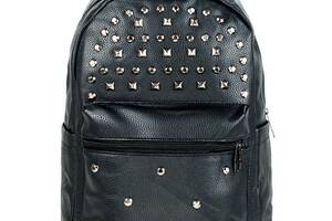 Рюкзак городской BackPack Заклепки Rivets Кожзам 30х23х12 см Чёрный (22470)