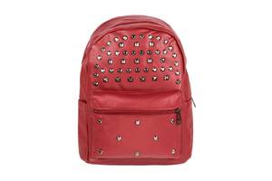 Рюкзак городской BackPack Заклепки Rivets Кожзам 30х23х12 см Красный (22472)