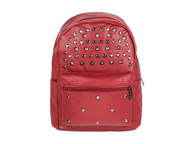 Рюкзак городской BackPack Заклепки Rivets Кожзам 30х23х12 см Красный (22472)