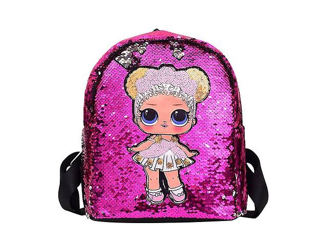 Рюкзак мини Berkani T-RB33435 Pink рельефная чешуйка и куклой