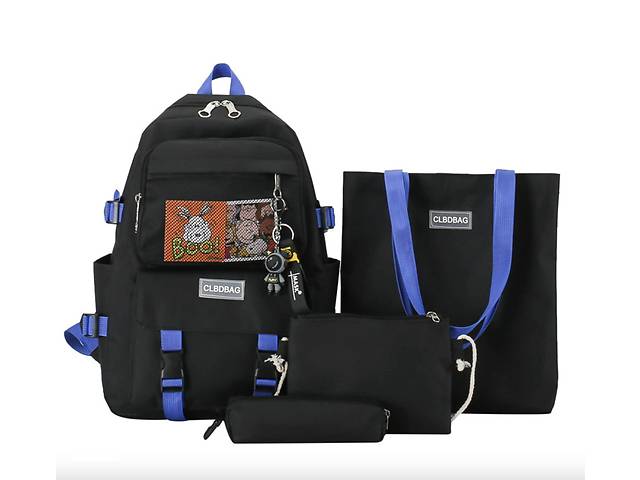 Рюкзак школьный для девочки Hoz 4 в 1 VV Черный (SK001609)