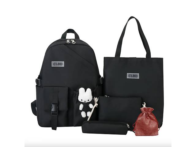 Рюкзак школьный для девочки Hoz CLBD 5 в 1 41х30х14 см Черный (SK001650)