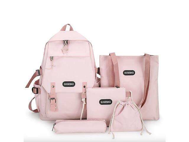 Рюкзак школьный для девочки Hoz Sugebag 5 в 1 41х30х14 см Розовый (SK001647)