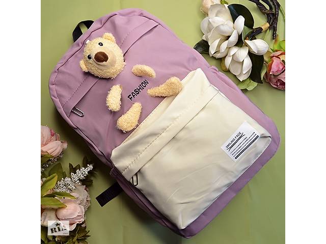 Рюкзак школьный для девочки и мальчика Hoz Bear Fashion 29 х 42 х 18 см Розовый с белым (SK001666)