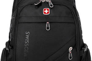 Рюкзак SwissGear с отделением для ноутбука и чехлом от дождя 35 л Черный + Мужские кварцевые часы часы Swiss Army