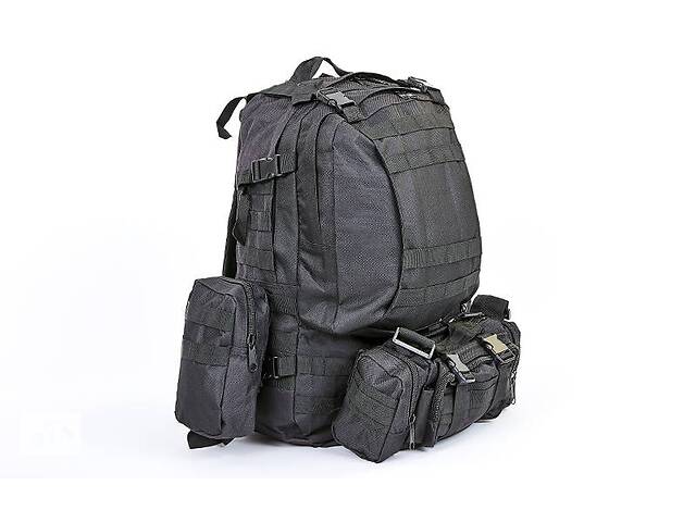 Рюкзак туристический бескаркасный со съемными поясными сумками RECORD 60 литров TY-7100 53х32х16см Черный