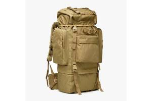 Рюкзак туристический однотонный с множеством карманов AOKALI Outdoor A21 65L Sand (5363-42871)