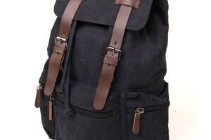 Рюкзак туристический текстильный унисекс Vintage 20608 28х47х15 см Черный