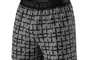 Семейные трусы Black Series клетка серая MAN's SET 2XL