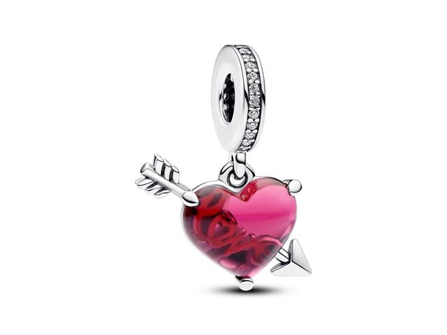 Серебряная бусина Pandora Красное сердце и стрела 793085C01