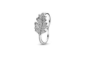 Серебряное двойное кольцо Pandora Листик дуба 198347CZ 50