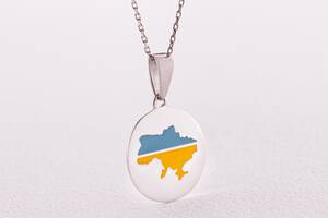 Серебряное колье Карта Украины с эмалью 940 Оникс 50