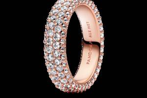 Серебряное кольцо Pandora 'Два ряда паве' 58