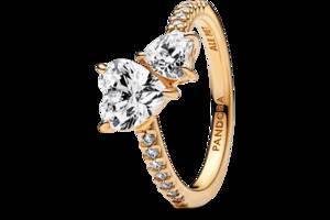 Серебряное кольцо Pandora 'Два сердца' 54