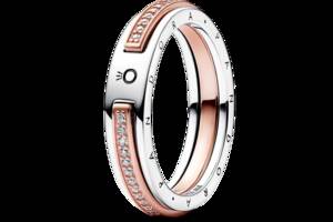 Серебряное кольцо Pandora двухцветная с паве 50