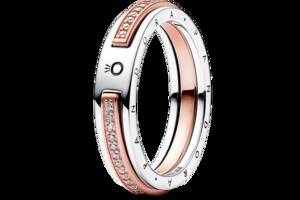 Серебряное кольцо Pandora двухцветная с паве 60