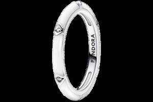 Серебряное кольцо Pandora Me Белая эмаль и камни 193089C01 50
