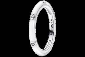 Серебряное кольцо Pandora Me Белая эмаль и камни 193089C01 58