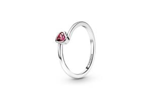 Серебряное кольцо Pandora Красное ассиметричное сердце 199267C01 50