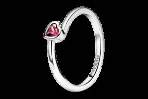 Серебряное кольцо Pandora Красное ассиметричное сердце 199267C01 50
