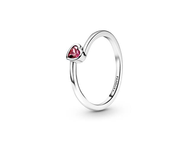 Серебряное кольцо Pandora Красное ассиметричное сердце 199267C01 52