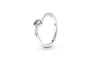 Серебряное кольцо Pandora Прозрачное ассиметричное сердце 199267C02 50