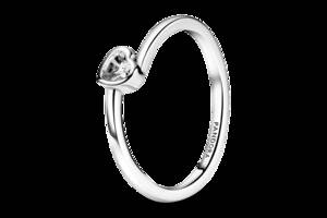 Серебряное кольцо Pandora Прозрачное ассиметричное сердце 199267C02 52