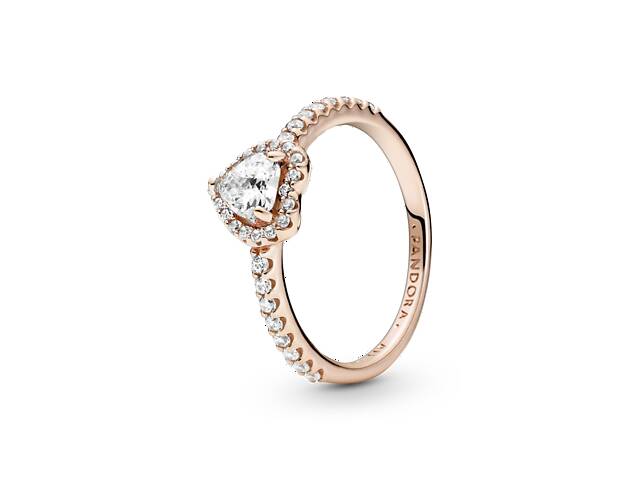 Серебряное кольцо Pandora Rose Блестящее прозрачное сердце 188421C02 58
