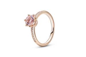 Серебряное кольцо Pandora Rose с короной и розовым камнем 188289C01 56