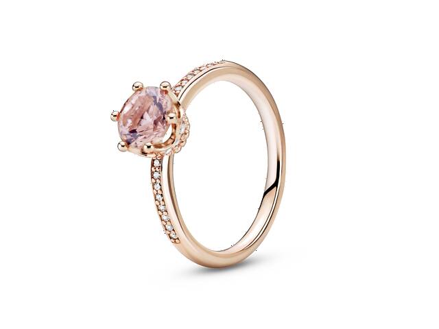 Серебряное кольцо Pandora Rose с короной и розовым камнем 188289C01 56