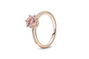 Серебряное кольцо Pandora Rose с короной и розовым камнем 188289C01