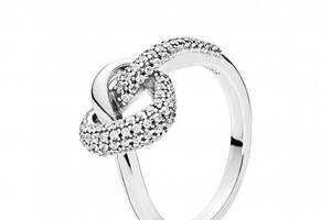 Серебряное кольцо Pandora Сплетенное сердце 198086CZ 50