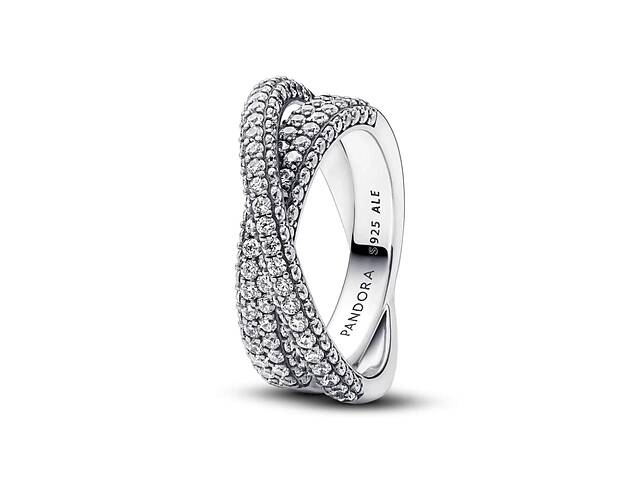 Серебряное кольцо Pandora с двумя рядами паве 193022C01 56