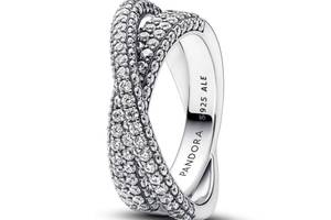 Серебряное кольцо Pandora с двумя рядами паве 193022C01 60