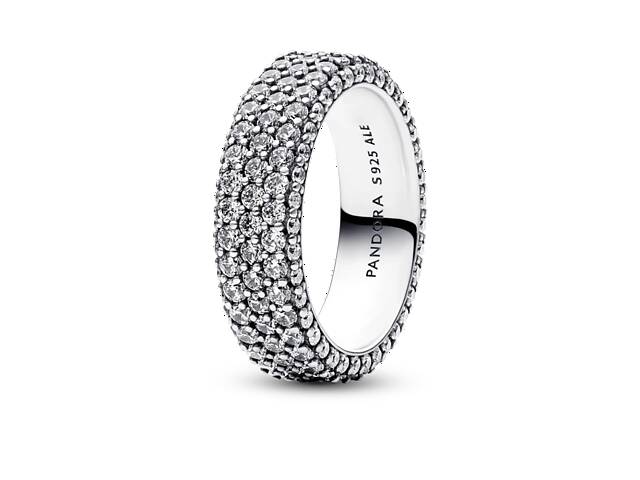 Серебряное кольцо Pandora 'Три ряда паве' 52