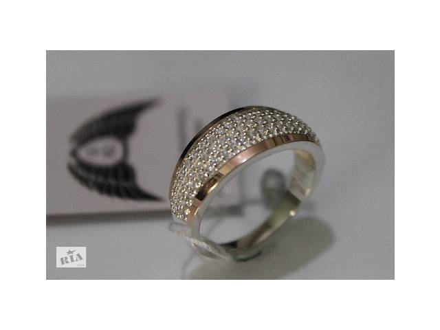 Серебряное кольцо с золотыми вставками 0022